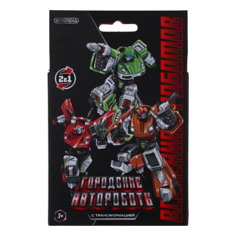 ИГРОЛЕНД Робот "Городские Автороботы", трансформируется в машину, ABS, 9х5х15 см, 6 дизайнов