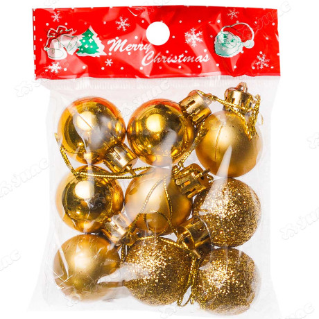 Шар Т555-1 9шт 3см(глянец/матов/блестки) Золото (400)