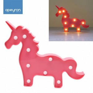 APEYRON св-к св/д ночник "Единорог" 3W(250lm) (2xR6) 300x240x30 красный 12-24 12-25