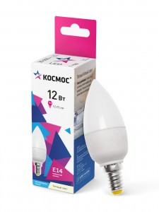 Космос свеча  E14 12W  (1070lm) 3000K 2K матов. 110x37 LkecLED12wCNE1430