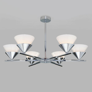 Eurosvet люстра 6x60W Е27 730х730х400 мет белый/хром/глянц. белый Rylee 70138/6 Умный дом a057599