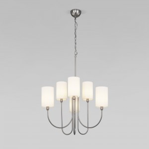 EUROSVET Люстра 6x40W E14 640x640x1390 никель/ткань белый 60164/6 Умный дом Abbey a065747