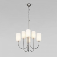 EUROSVET Люстра 6x40W E14 640x640x1390 никель/ткань белый 60164/6 Умный дом Abbey a065747