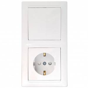 Bylectrica СТИЛЬ Блок (1 выкл. + роз.заз.конт.штор.) СУ белый, (В-РЦ-713)