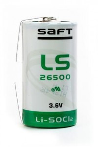 Э/п SAFT LS 26500 CNR C с лепест. выводами, 3.6V, 7700mAh, -60…+85С, литий-тионилхлорид