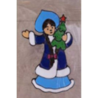 Наклейка на стекло А110 Снегурочка с елкой 20*25см (12)