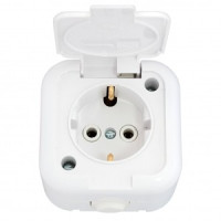 Bylectrica роз. ОУ 1 мест. IP44, белый (земля, корп. ABS) РА16-214