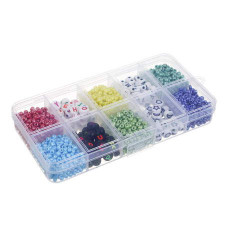 Набор для бисероплетения 10 отделений, пластик, стекло+нить, 6 дизайнов