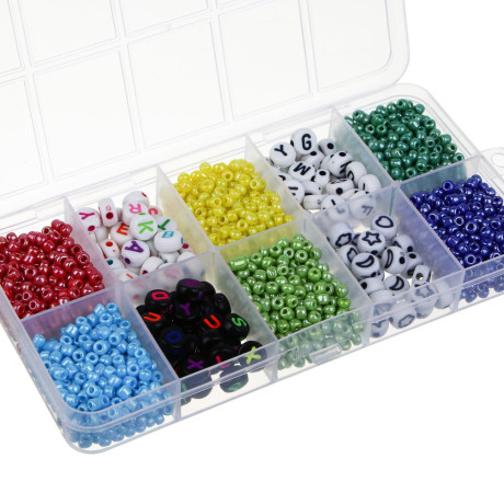 Набор для бисероплетения 10 отделений, пластик, стекло+нить, 6 дизайнов