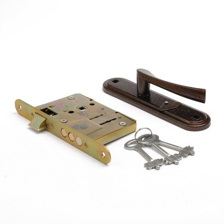 Замок врез ЗВ9-4-2 Зенит (медь) сувальдный с ручками \15