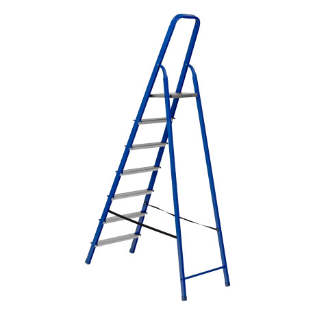 Стремянка, 7 ступеней, стальной профиль, алюминиевые ступени Сибртех