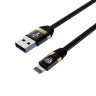 BY Кабель для зарядки Элегант iP, 1м, 2.4А, тканевая оплётка, черный