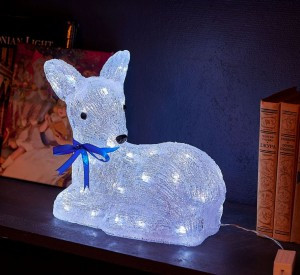 Фигура новогод. Лежащий олененок 2.5W 40LED, белый 29x16x26см ULD-M2926-040/STA IP20 Uniel