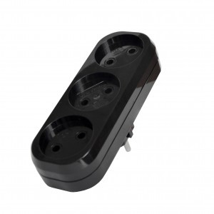 UNIVersal разветвитель (тройник) 3роз. 10А, черный (АБС-пластик, линейный) РФ 1934