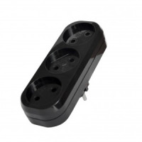 UNIVersal разветвитель (тройник) 3роз. 10А, черный (АБС-пластик, линейный) РФ 1934