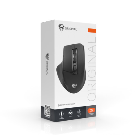 BY Компьютерная мышь беспроводная, 800-1600DPI, 6D 2.4GHz, 1xAA,"copy-paste", чёрная