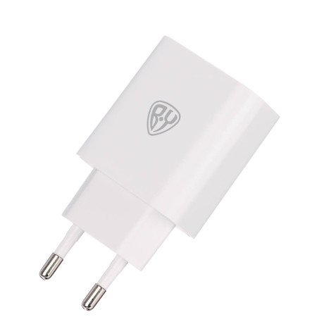 BY Комплект СЗУ Simple 18Вт, USB-A QC+ кабель Type-С, 3А, 100см, 110-240В, 50-60Гц, пластик, белый