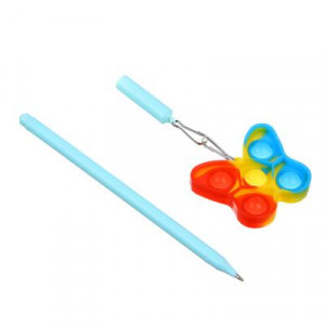 Ручка шариковая с брелоком с эффектом поп-ит, синяя, корпус 16,8 см, пластик, пакет, 4 дизайна