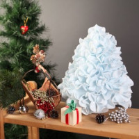 Uniel св-к декоративный E27 7W 4000K+зеленый фоамиран, Ель голуба d=150 ULW-R07 T/WHITE+GREEN/150C/A