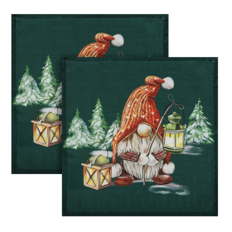 PROVANCE Фелиз Салфетка текстильная с принтом 2шт, 32x32см, 100% полиэстер, зеленый