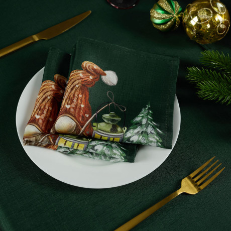 PROVANCE Фелиз Салфетка текстильная с принтом 2шт, 32x32см, 100% полиэстер, зеленый