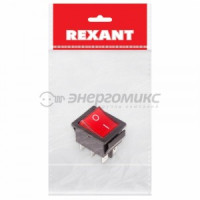 REXANT выкл. клавишный 250V 15А (6с) ON-ON красн  с подсв. (RWB-506, SC-767) ИУ 36-2350-1