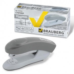 Степлер BRAUBERG "Flagman" №24/6, цельнометаллический механизм, серый, 222535