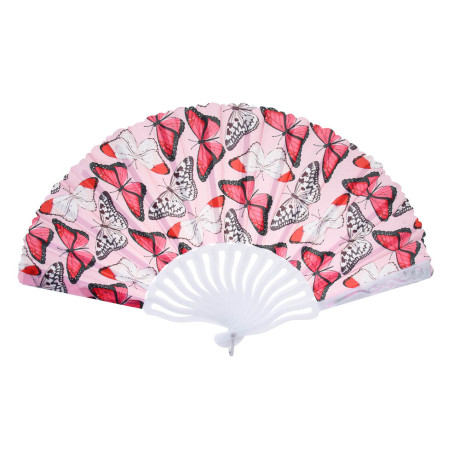 ЮНИLOOK Веер складной тканевый с рисунком бабочки, 23 см, полиэстер, пластик, 6 диз