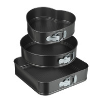 VETTA Набор форм разъемных для выпечки 3шт, с а/п покрытием, угл.сталь (квадратная, круглая, сердце)