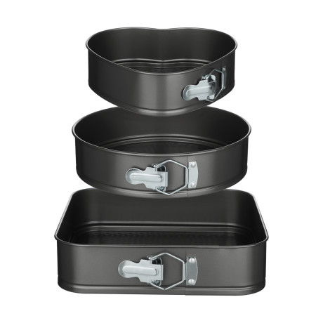 VETTA Набор форм разъемных для выпечки 3шт, с а/п покрытием, угл.сталь (квадратная, круглая, сердце)