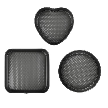 VETTA Набор форм разъемных для выпечки 3шт, с а/п покрытием, угл.сталь (квадратная, круглая, сердце)