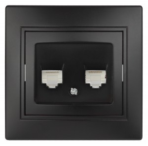 ЭРА Intro Plano роз. информационная 2xRJ45, СУ, антрацит 1-304-05, 5803