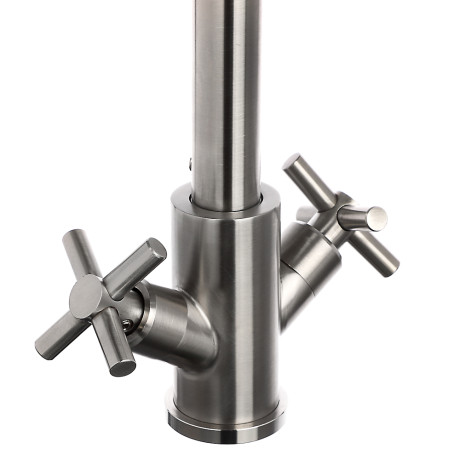 СоюзКран Смеситель для кухни, поворотный излив, кер. кран-буксы 1/2, нерж. сталь, SS01-R240