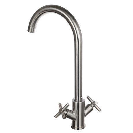 СоюзКран Смеситель для кухни, поворотный излив, кер. кран-буксы 1/2, нерж. сталь, SS01-R240