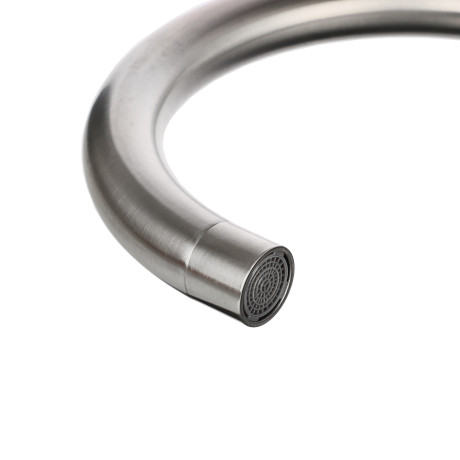 СоюзКран Смеситель для кухни, поворотный излив, кер. кран-буксы 1/2, нерж. сталь, SS01-R240