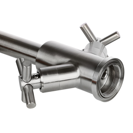 СоюзКран Смеситель для кухни, поворотный излив, кер. кран-буксы 1/2, нерж. сталь, SS01-R240