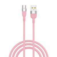 ВСЁГАЗИН Кабель для зарядки Live Type-C, 1м, Быстрая зарядка 3А, QC, PD 20W, силикон, розовый