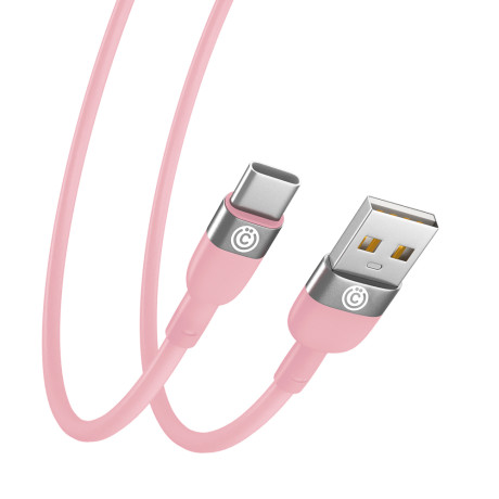 ВСЁГАЗИН Кабель для зарядки Live Type-C, 1м, Быстрая зарядка 3А, QC, PD 20W, силикон, розовый