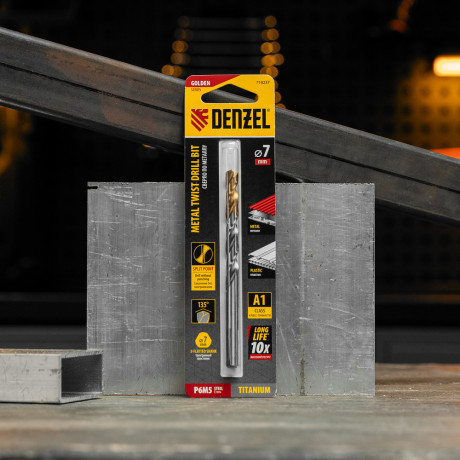 Сверло спиральное по металлу 7,0 x 109 мм, Р6М5, Golden Tip  Denzel