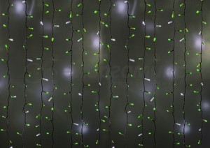 "Гирлянда-занавес ул. Св/д дождь 2х1,5м/20нит., мерц.,  бел.провод, ЗЕЛЁНЫЕ 360LED 235-226 Neon Nigh