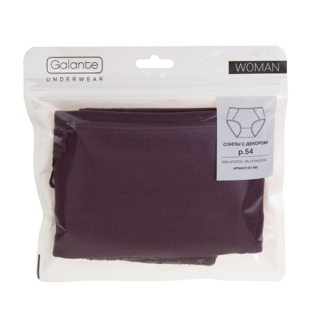 GALANTE Трусы женские макси с декором, р.54, 95%хлопок, 5%спандекс, сливовый, НБ25-14