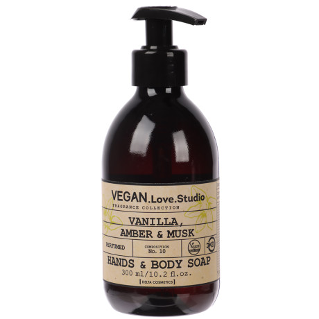 Парфюмированное мыло для рук и тела VEGAN.Love.Studio Vanilla, Amber, Musk, 300мл