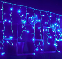 Гирлянда-бахрома ул. св/д мерцание 12м 195 LED провод прозрач ULD-B12006-195/TTK BLUE IP44 Uniel