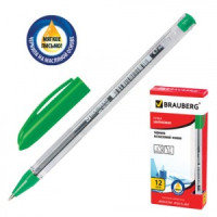 Ручка шарик. масл. BRAUBERG "Rite-Oil", корпус прозр., узел 0,7мм, линия 0,35мм, зеленая, 142149