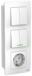 Systeme Electric BLANCA блок(роз.+2кл. выкл.+ 2кл. выкл.) СУ бел.(земля, штор, инд.) BLNBS102211(3!)