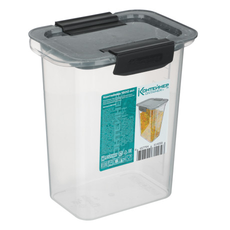 Контейнер герметичный с защелками для сыпучих продуктов 1500мл, пластик