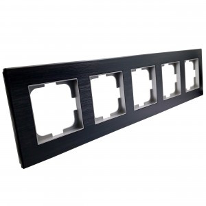 Ovivo Рамка СУ 5 мест. PRIME ELEMENTS ALUMINIUM черный/серебро, 403-500020-250