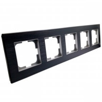 Ovivo Рамка СУ 5 мест. PRIME ELEMENTS ALUMINIUM черный/серебро, 403-500020-250