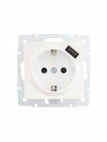 Lezard VESNA мех. роз. земля СУ 1 мест. 16А+USB 2.1А перламутр (корп. ABS) 742-3088-181