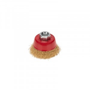 KRANZ Щетка чашечная для УШМ, витая латунированная проволока, 65мм, М14 KR-91-1211